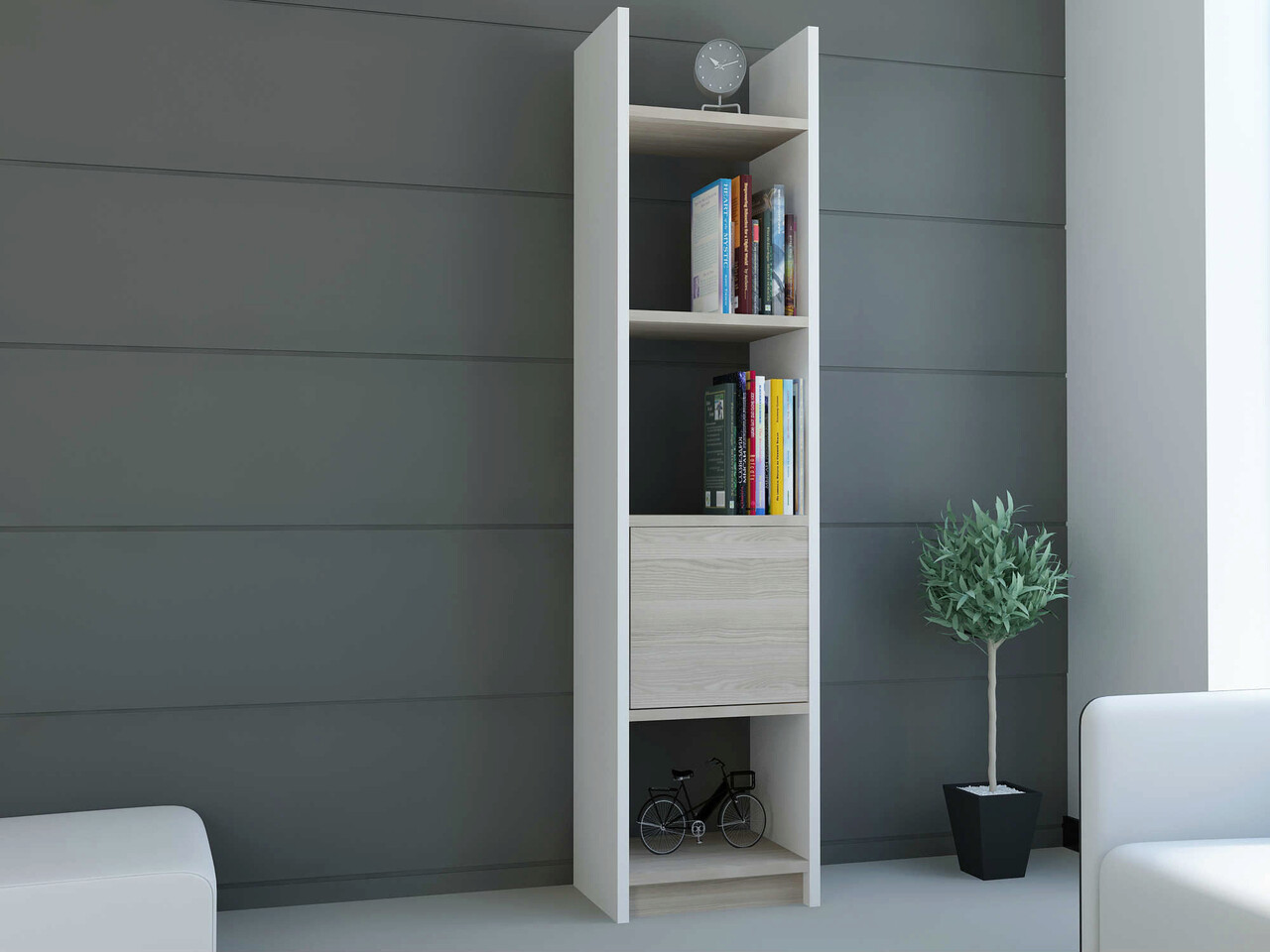 Corp biblioteca, Hanah Home, Esbi 103, 33.1x150x29.5 cm, Alb / Cordoba - imagine 4